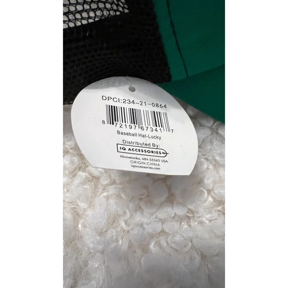 Lucky Green Baseball Cap with Shamrock on the Visor and Mesh back. Adjustble - Picture 10 of 10